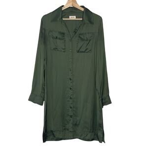 ZADIG & VOLTAIRE OLIVE GREEN  ROCK‎ SATIN SHIRT DRESS SIZE S